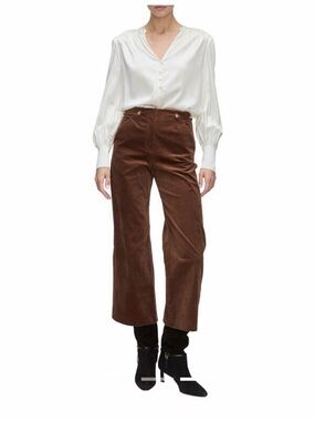 NWT Veronica Beard Corduroy Wide-Leg Pants in Brown